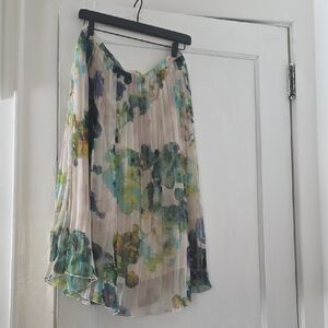 Jack by BB Dakota Asymmetrical Pleated Skirt in Cream and Blue